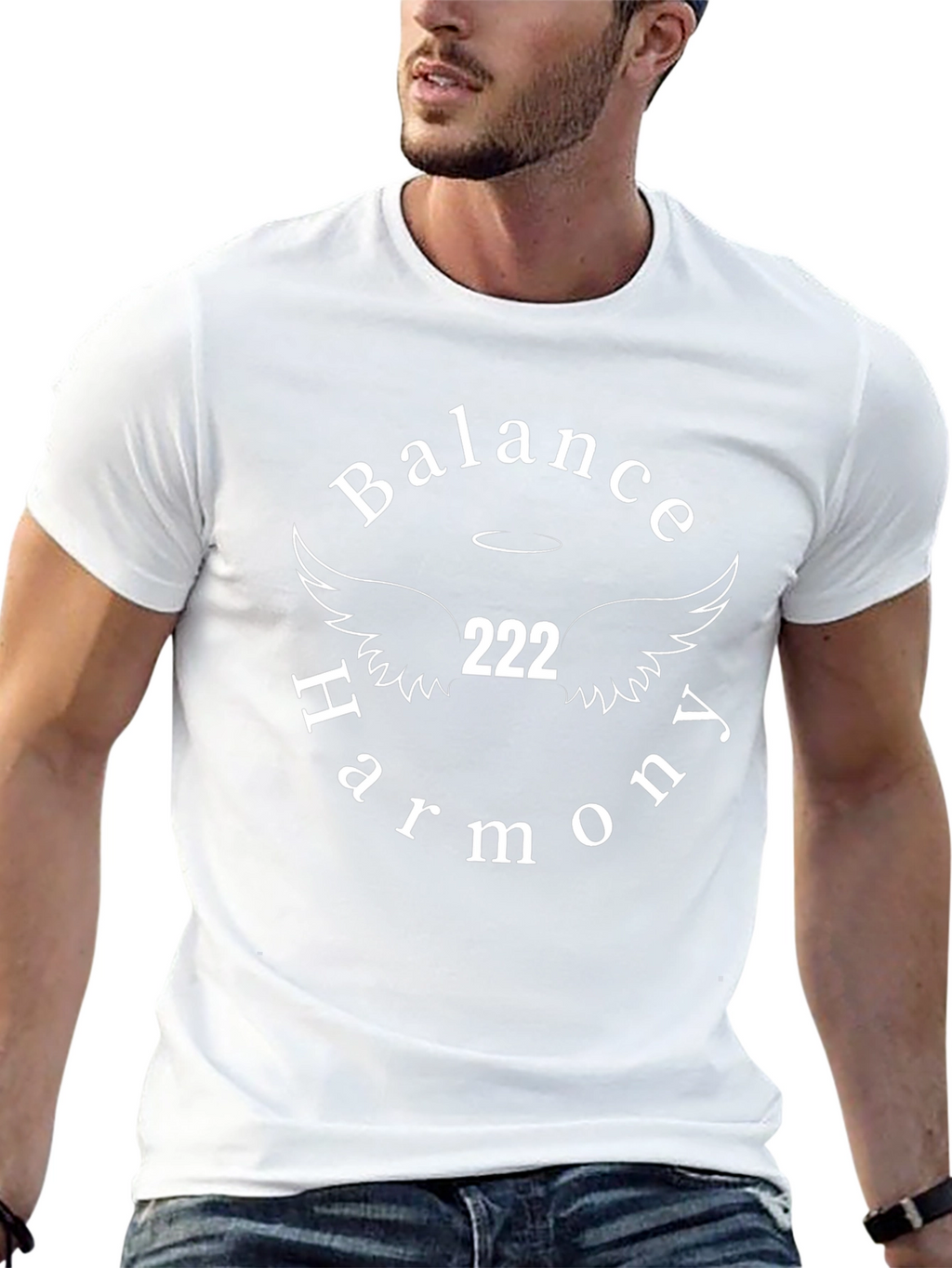 Balance Harmony 222 Angel Wings Black Tee
