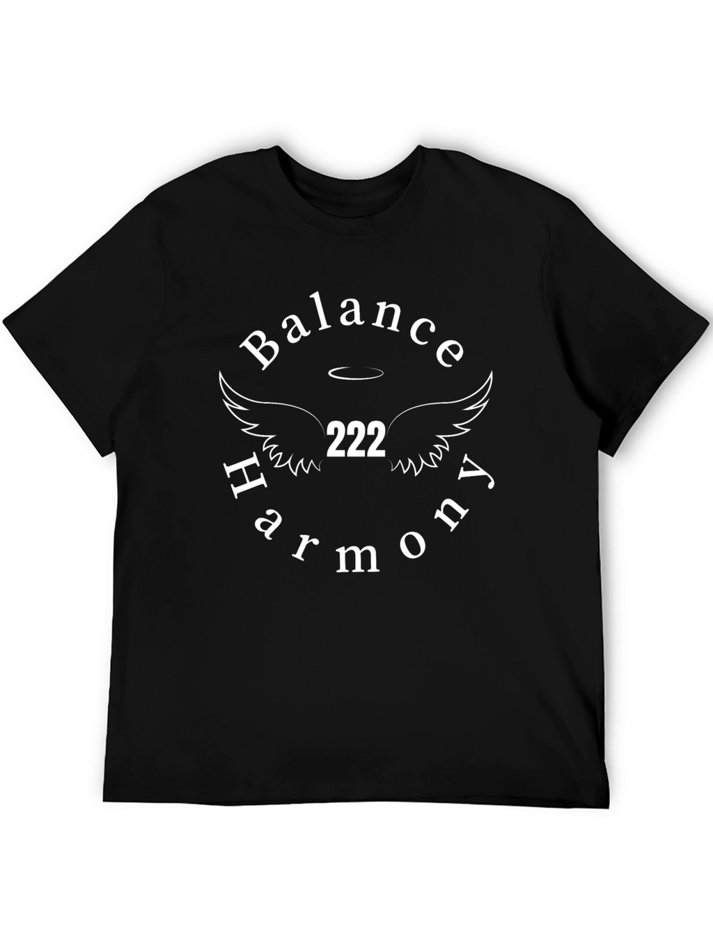 Balance Harmony 222 Angel Wings Black Tee