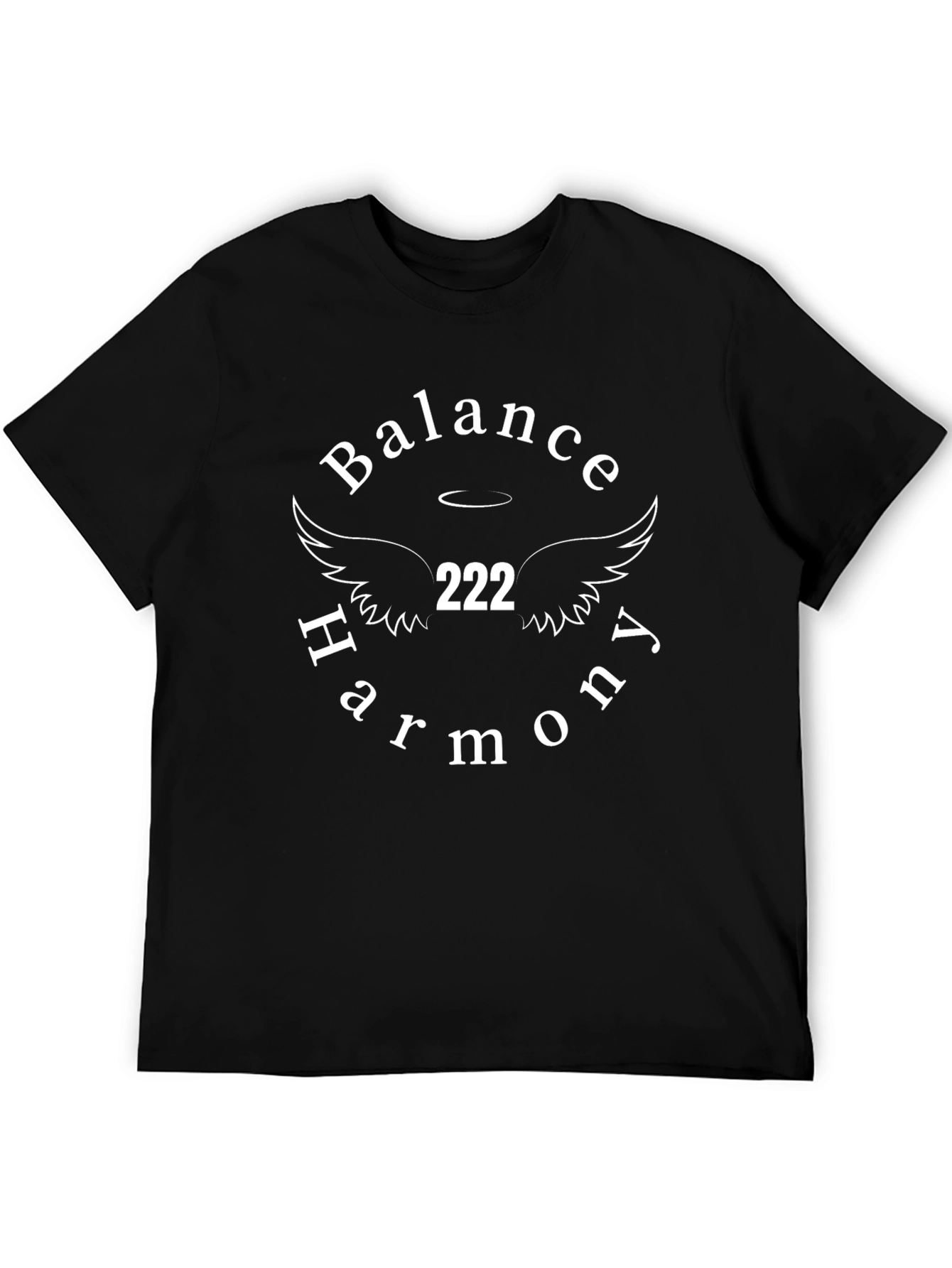 Balance Harmony 222 Angel Wings Black Tee