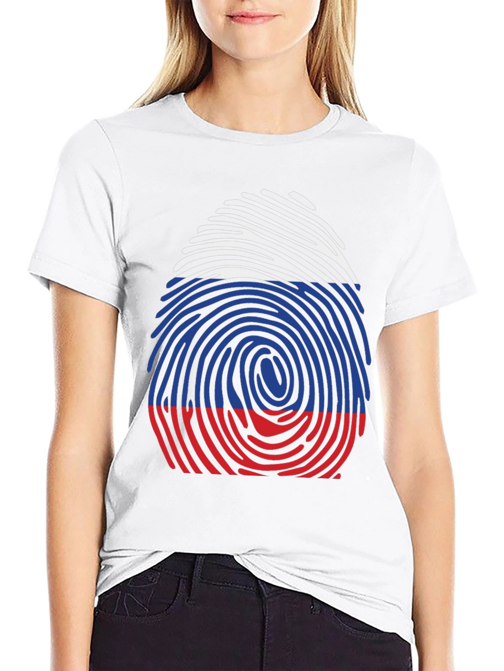 Russian Flag Fingerprint Graphic Tee