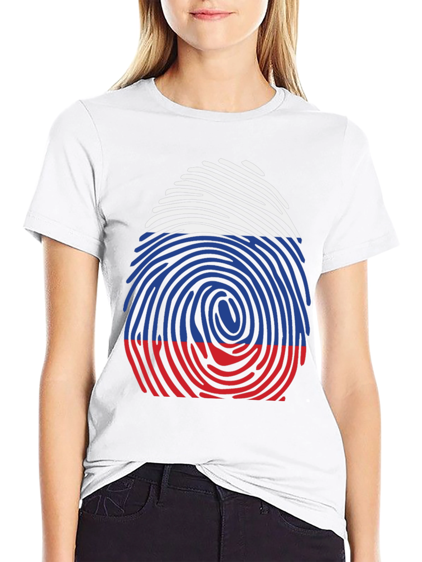 Russian Flag Fingerprint Graphic Tee