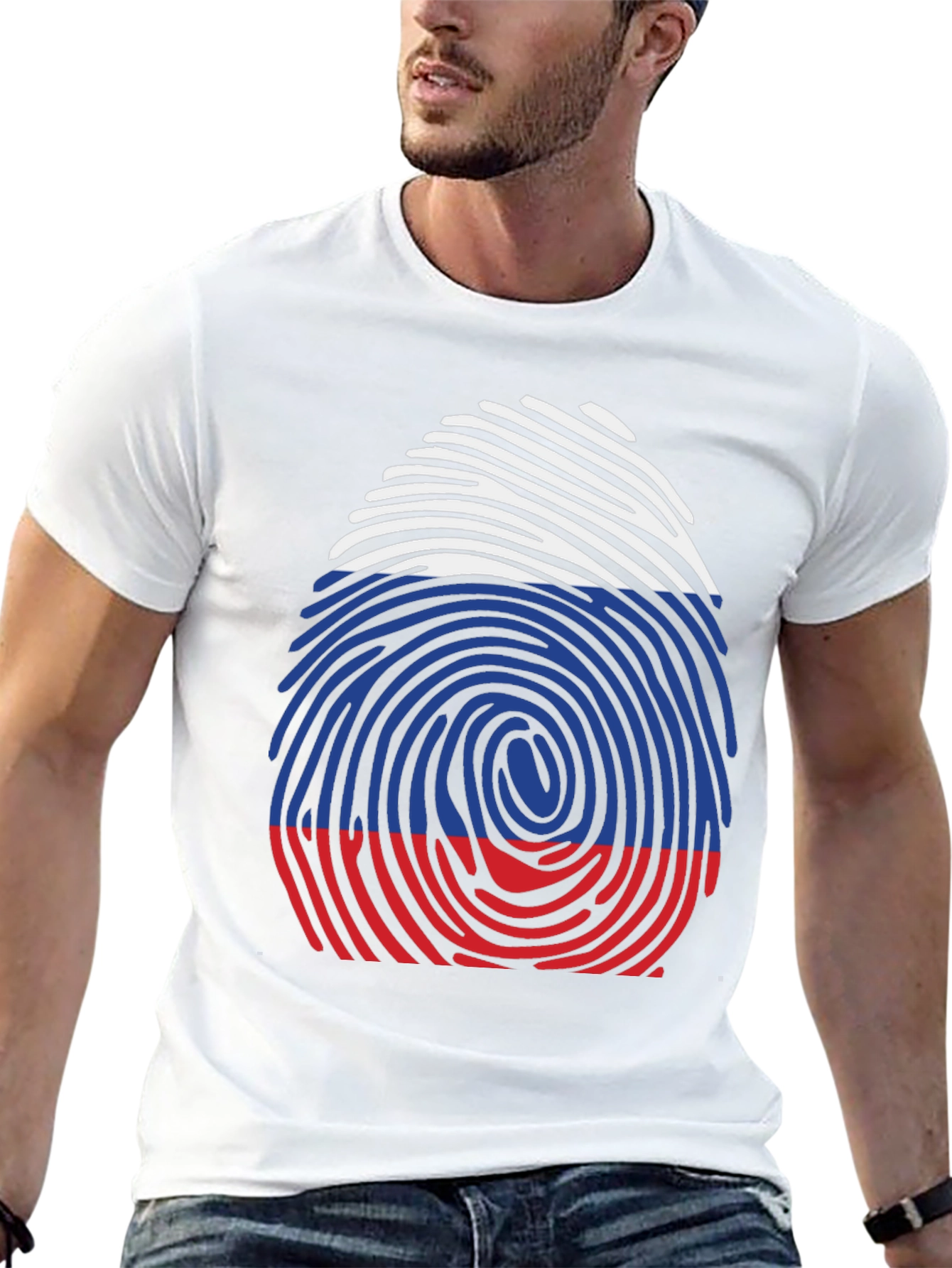 Russian Flag Fingerprint Graphic Tee