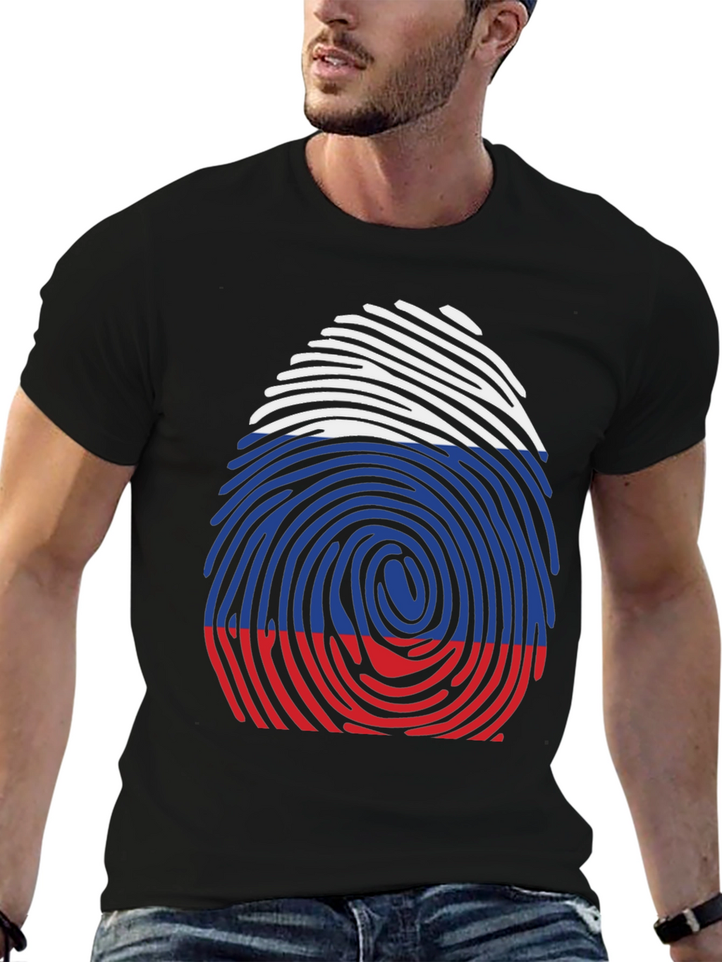 Russian Flag Fingerprint Graphic Tee