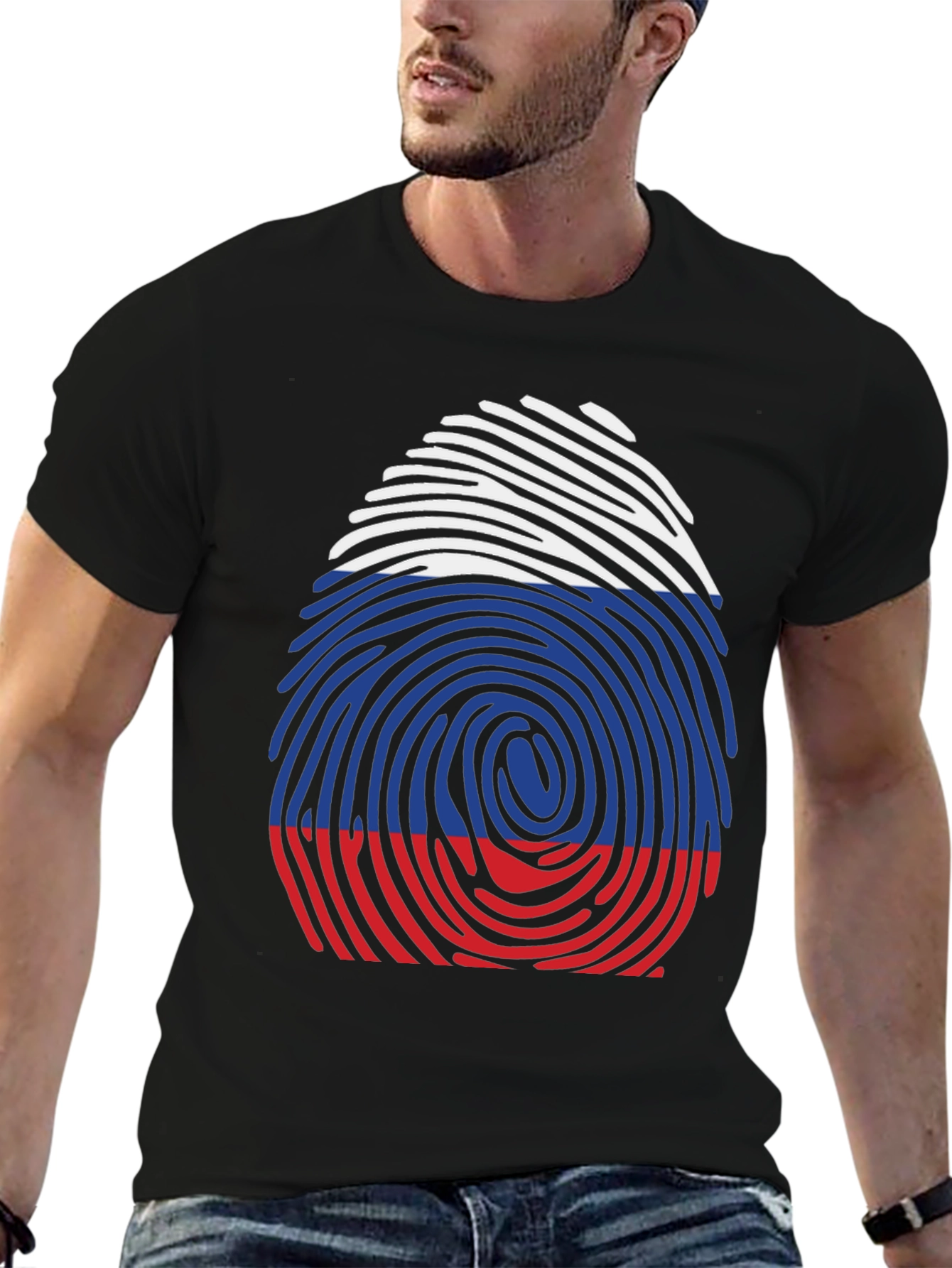 Russian Flag Fingerprint Graphic Tee