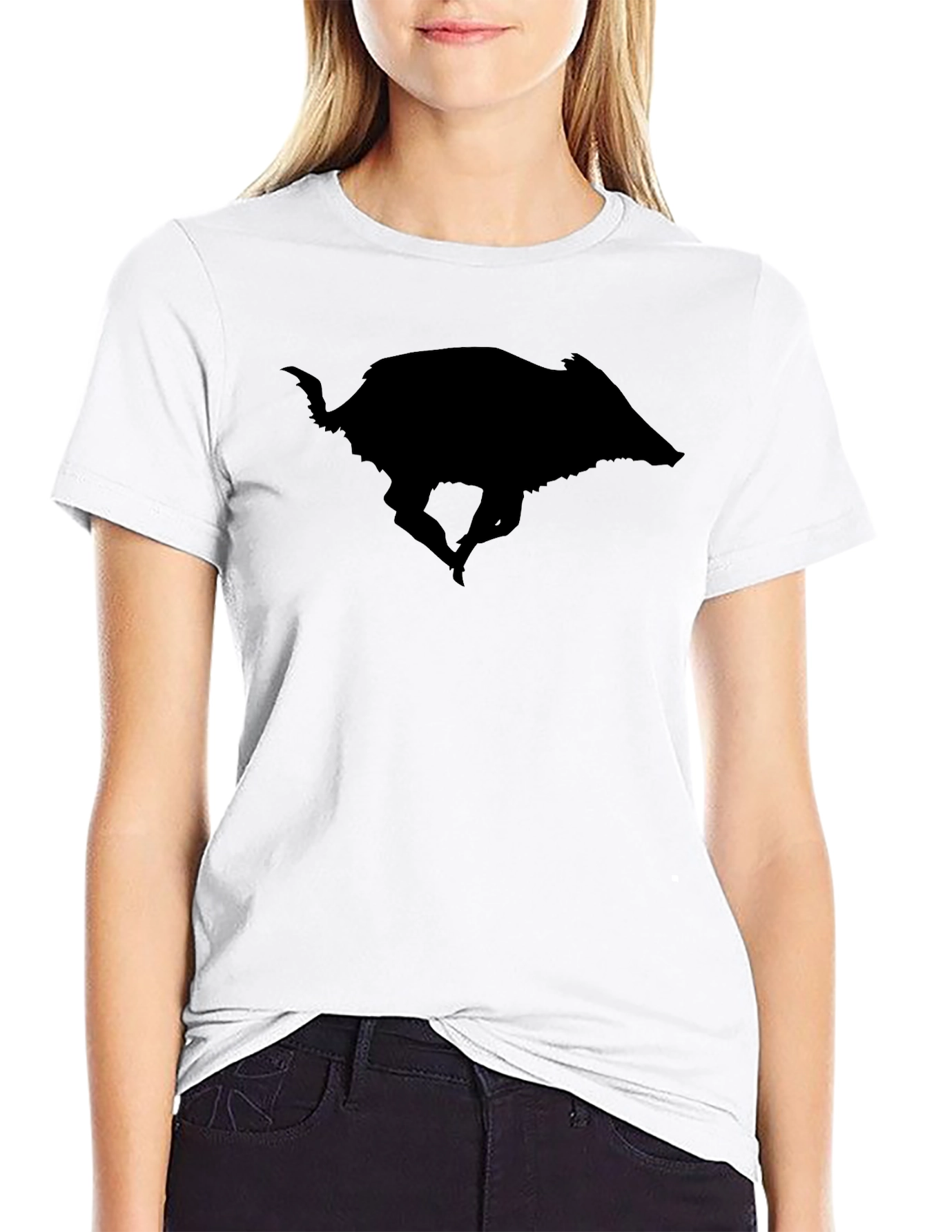 Wild Boar Silhouette Black T-Shirt