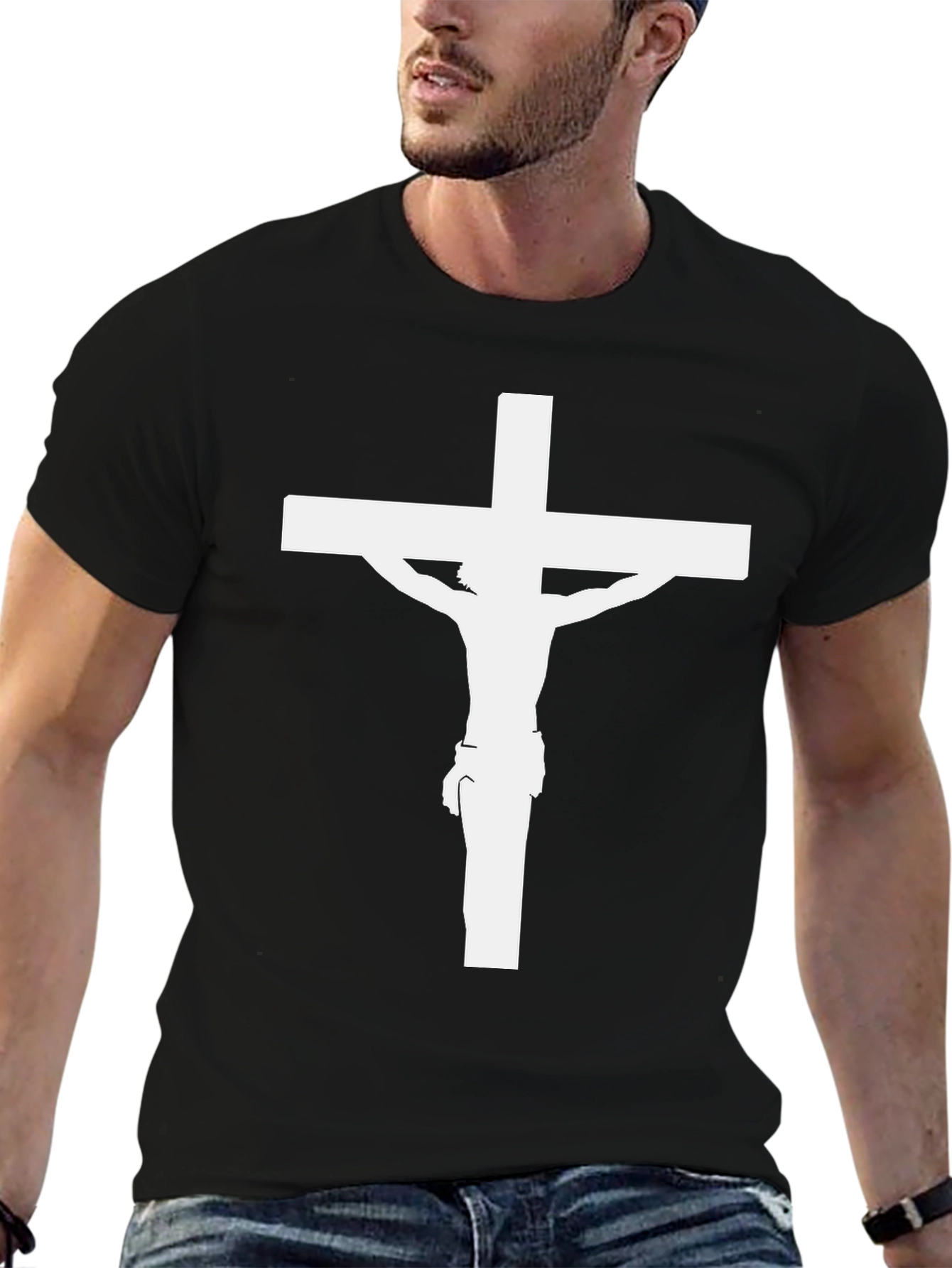Crucifix Graphic Tee - Black Christian T-Shirt