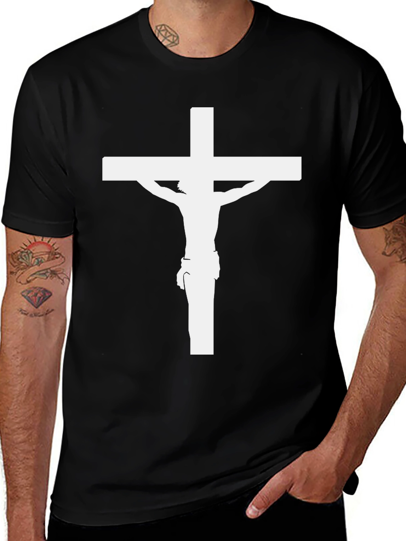 Crucifix Graphic Tee - Black Christian T-Shirt