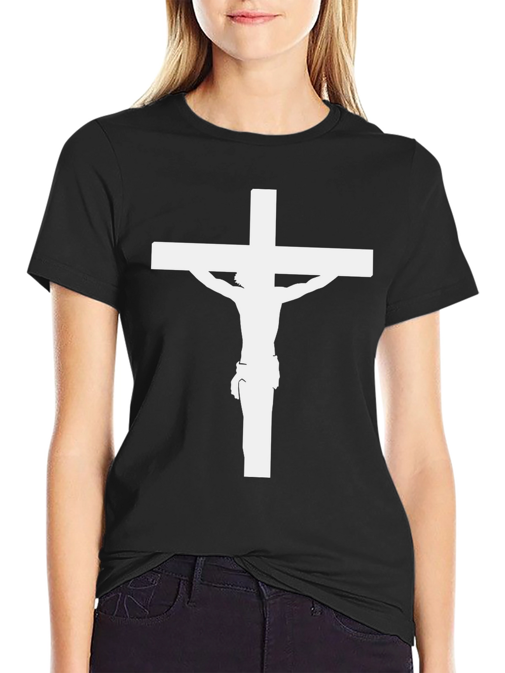 Crucifix Graphic Tee - Black Christian T-Shirt