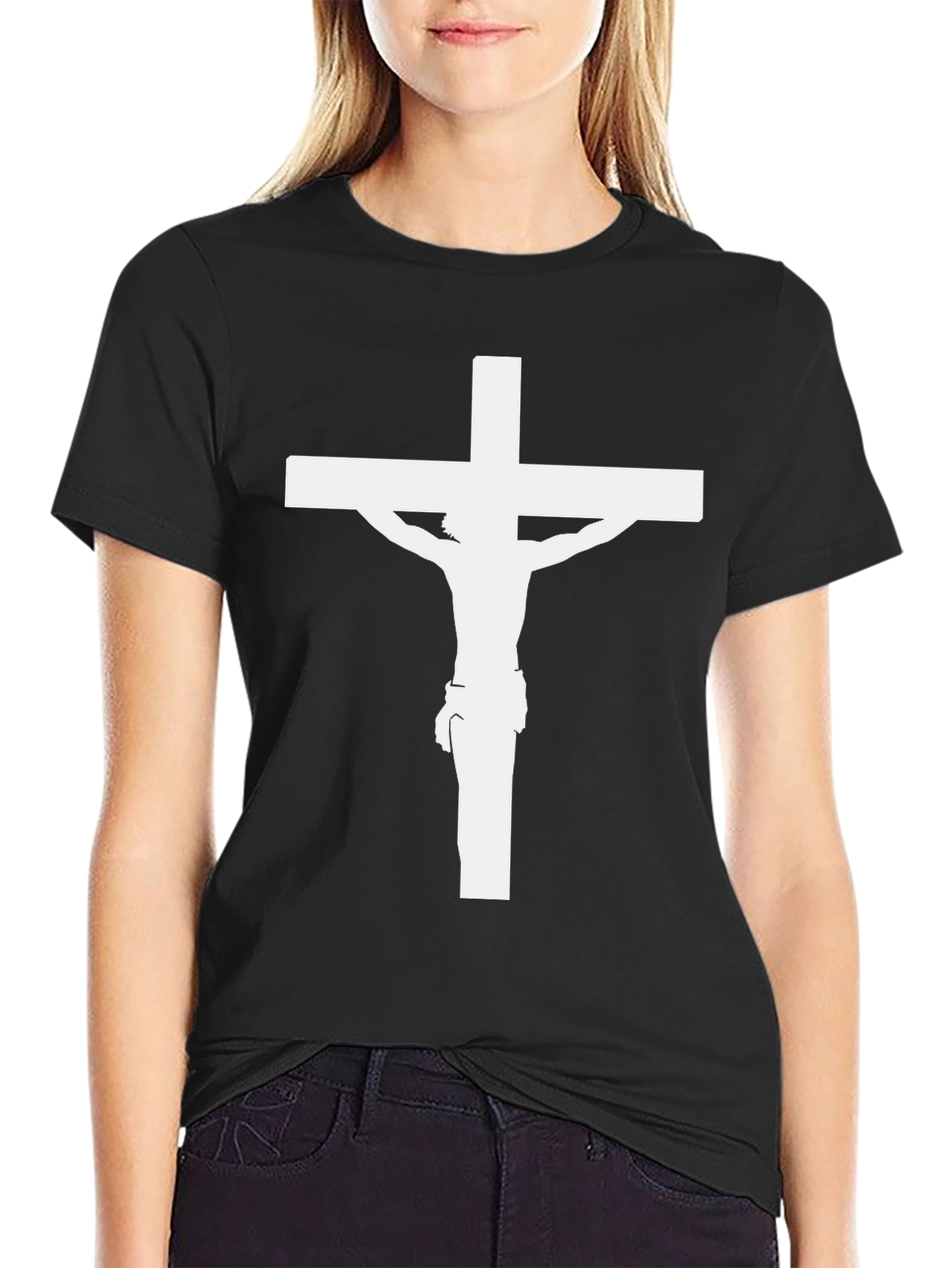 Crucifix Graphic Tee - Black Christian T-Shirt