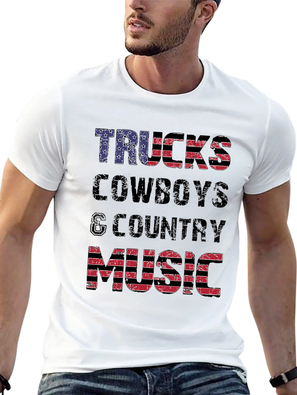 Trucks Cowboys & Country Music American Flag T-Shirt