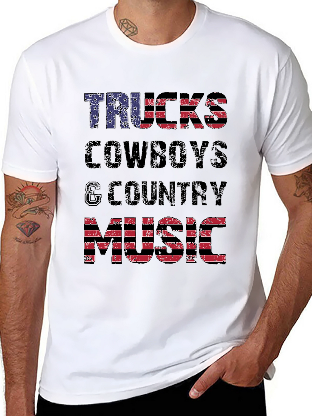 Trucks Cowboys & Country Music American Flag T-Shirt