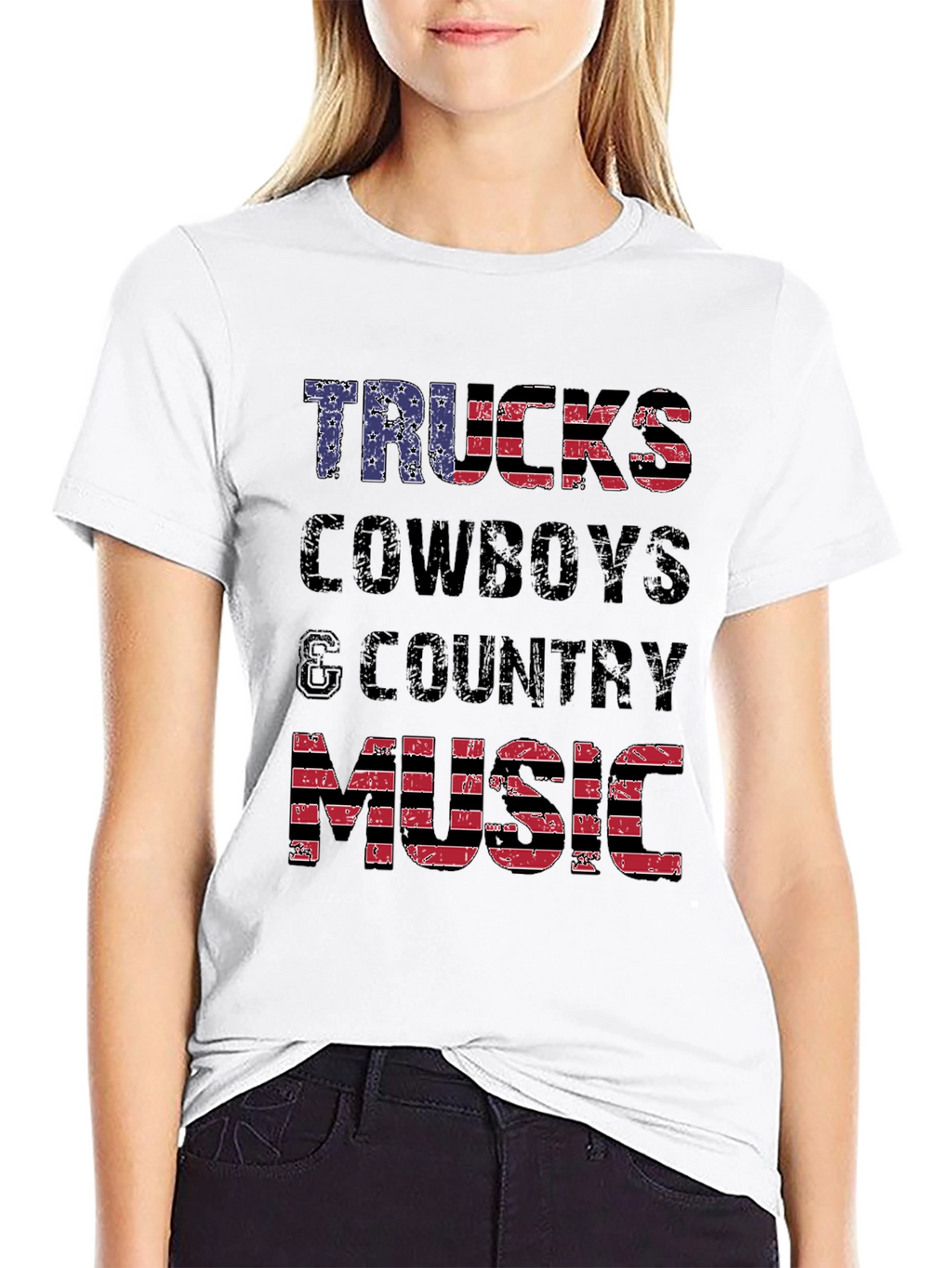 Trucks Cowboys & Country Music American Flag T-Shirt