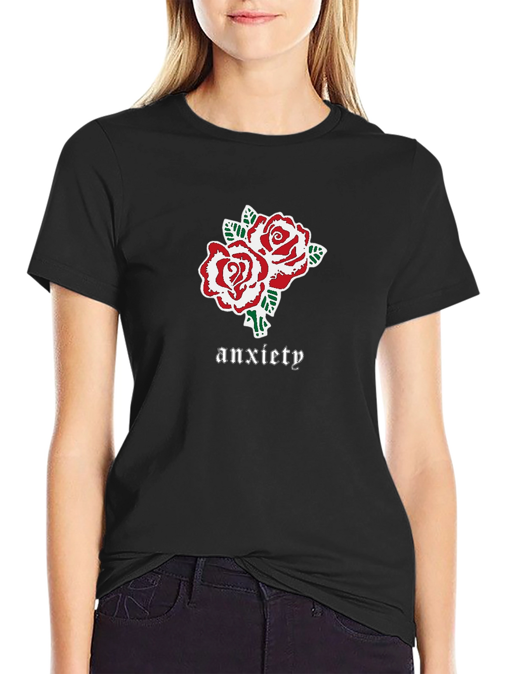 Anxiety Roses Graphic Black T-Shirt