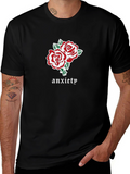 Anxiety Roses Graphic Black T-Shirt