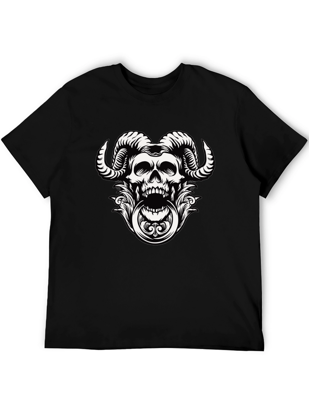 Skull Horns Graphic Tee - Mens Black T-Shirt