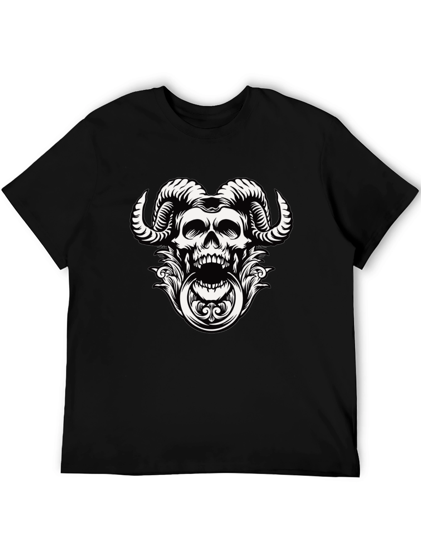 Skull Horns Graphic Tee - Mens Black T-Shirt