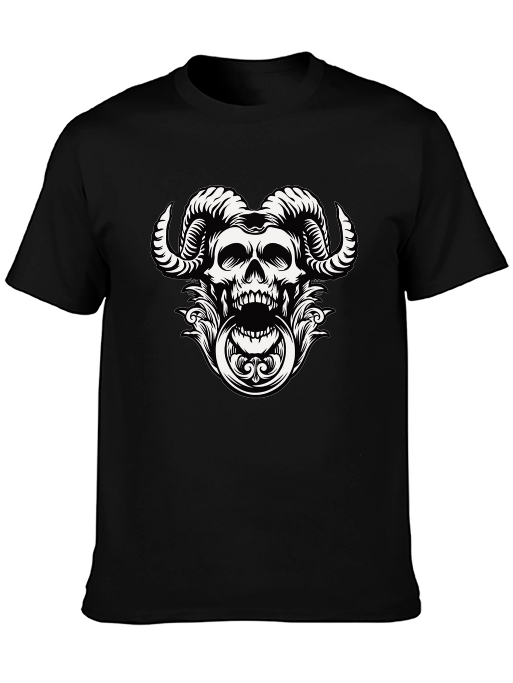 Skull Horns Graphic Tee - Mens Black T-Shirt