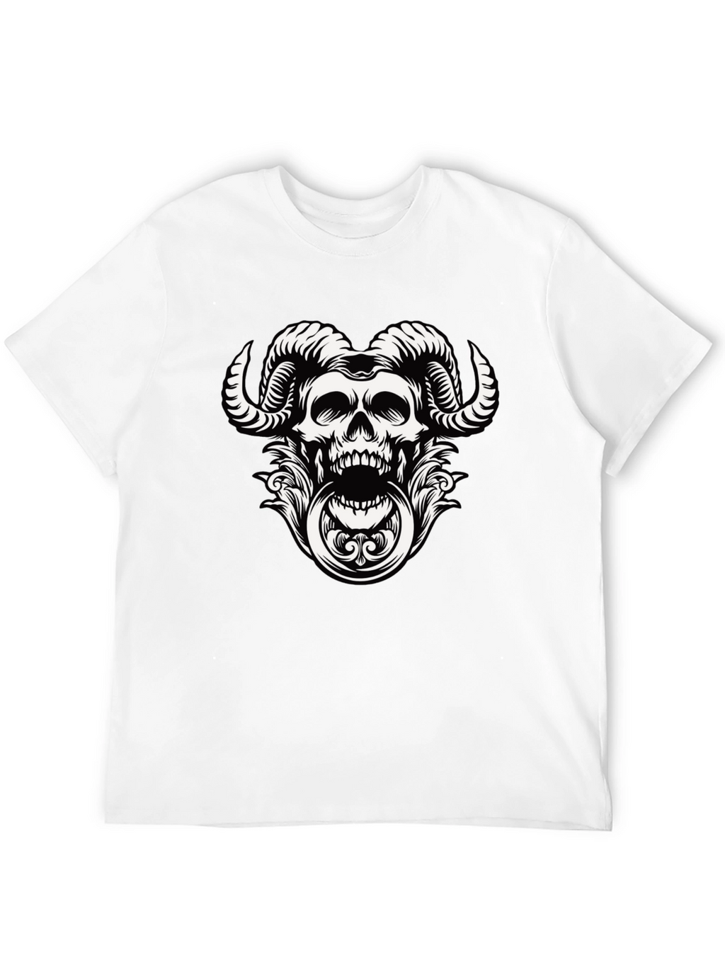 Skull Horns Graphic Tee - Mens Black T-Shirt