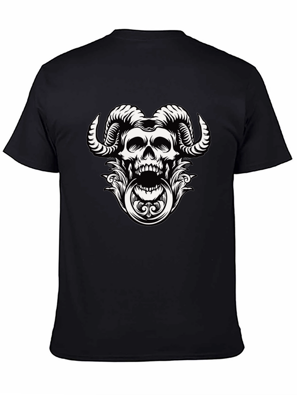 Skull Horns Graphic Tee - Mens Black T-Shirt