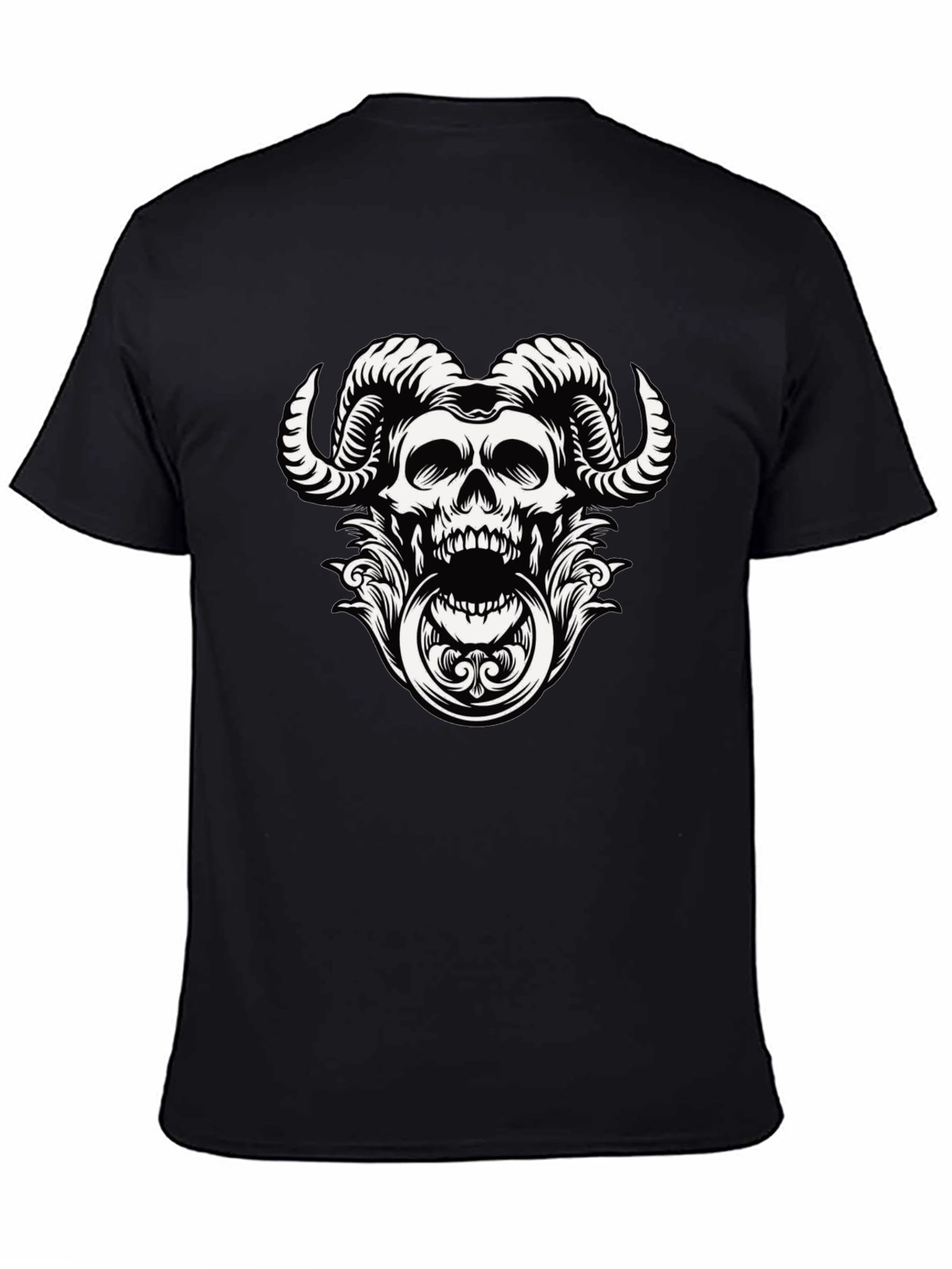 Skull Horns Graphic Tee - Mens Black T-Shirt