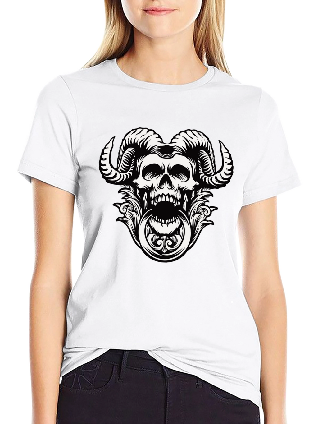 Skull Horns Graphic Tee - Mens Black T-Shirt