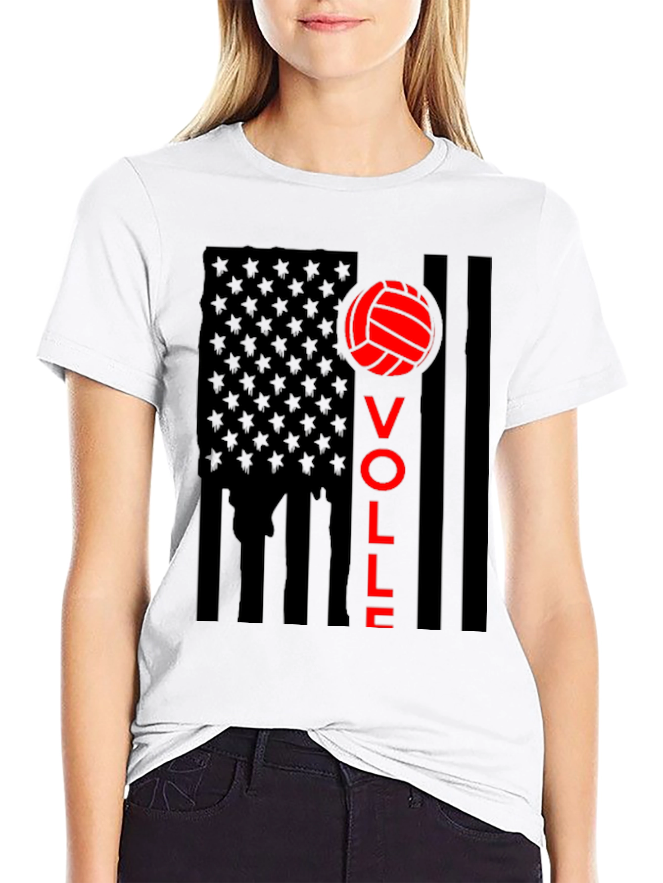 Volleyball USA Flag Graphic Tee