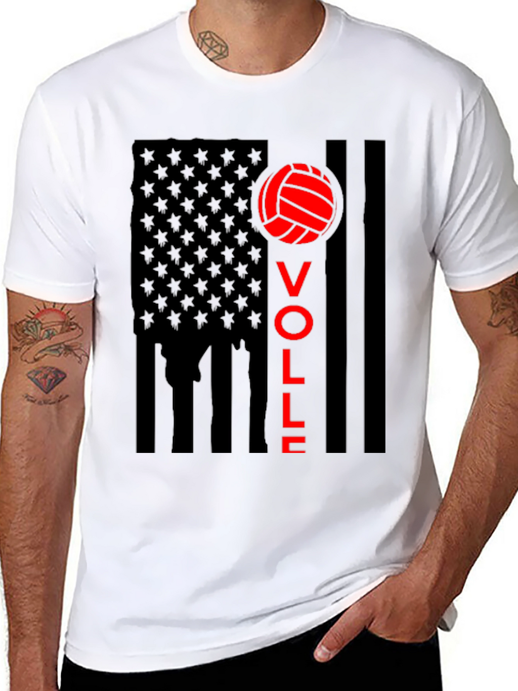 Volleyball USA Flag Graphic Tee