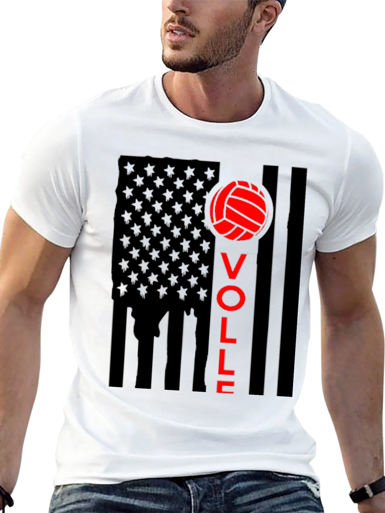 Volleyball USA Flag Graphic Tee