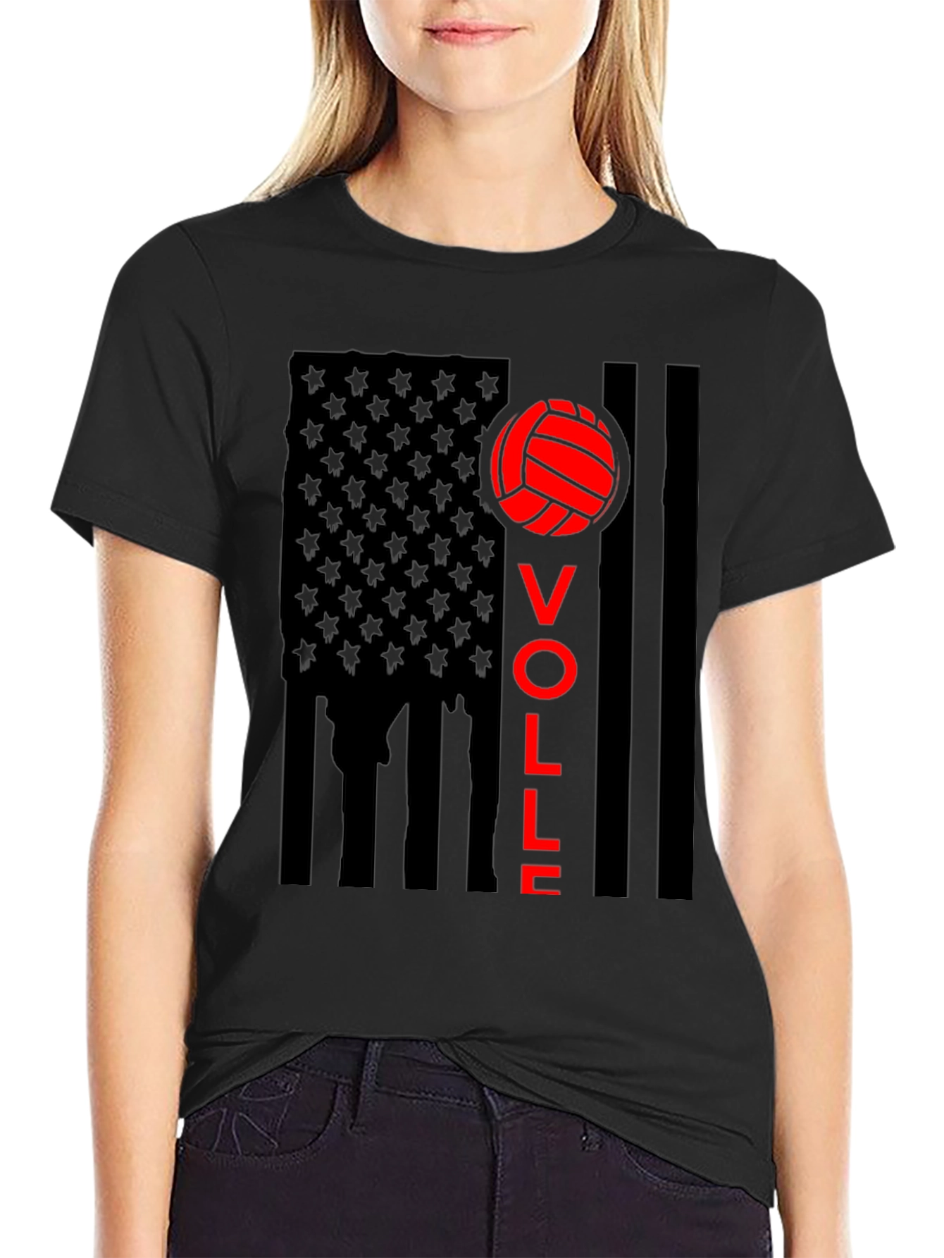 Volleyball USA Flag Graphic Tee