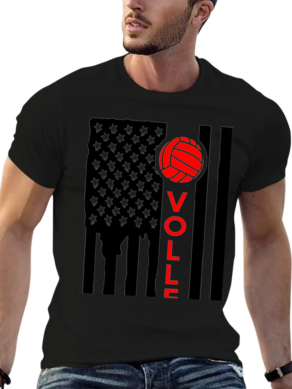 Volleyball USA Flag Graphic Tee