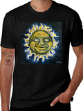 Smiling Sun Graphic Tee - Black Crew Neck