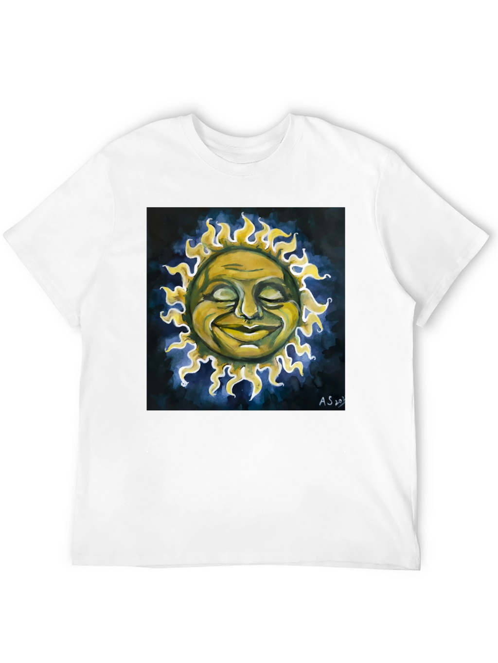 Smiling Sun Graphic Tee - Black Crew Neck