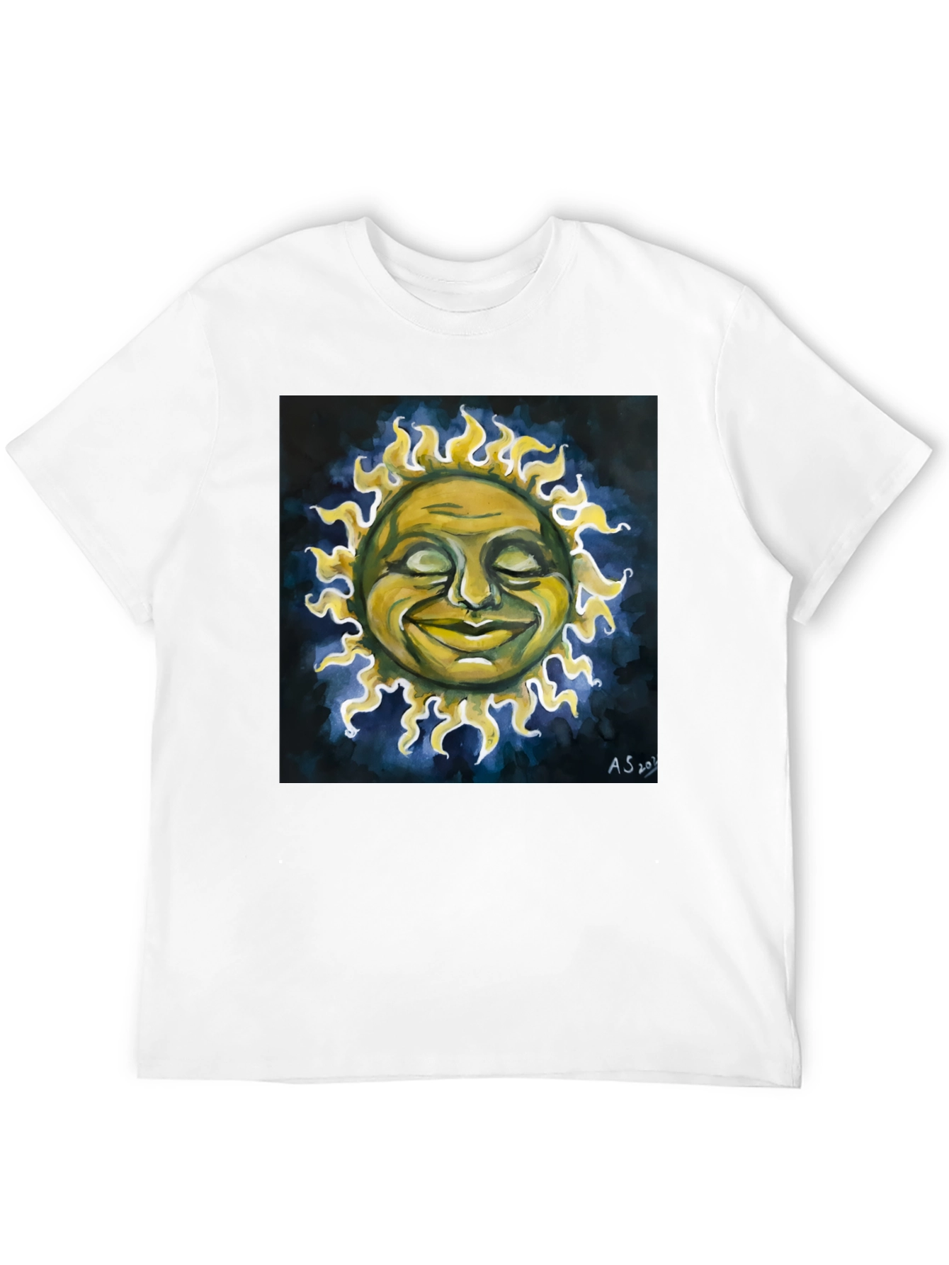 Smiling Sun Graphic Tee - Black Crew Neck