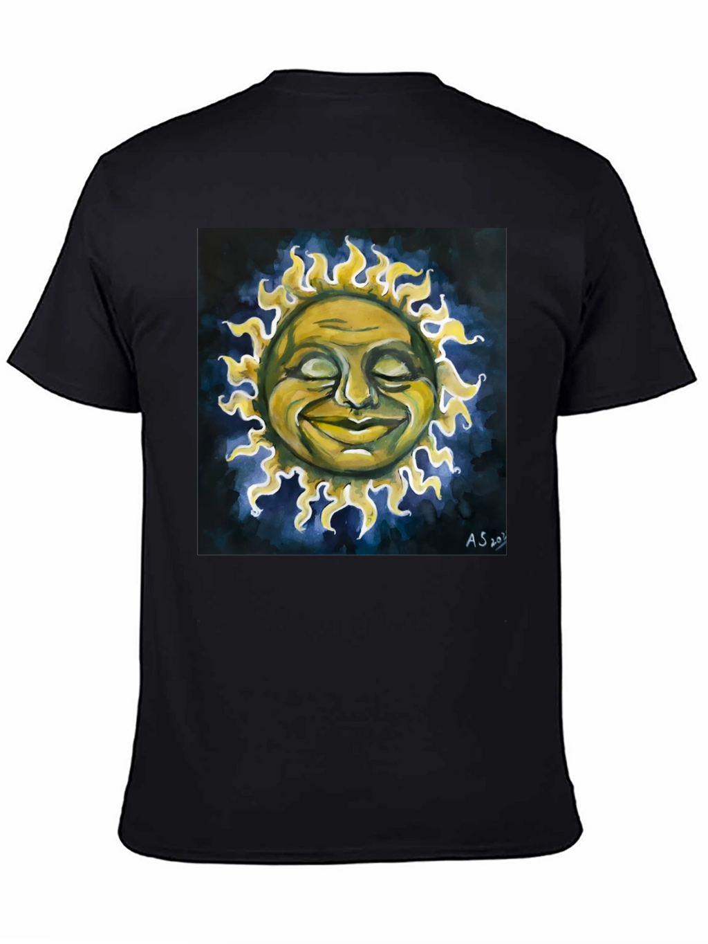 Smiling Sun Graphic Tee - Black Crew Neck