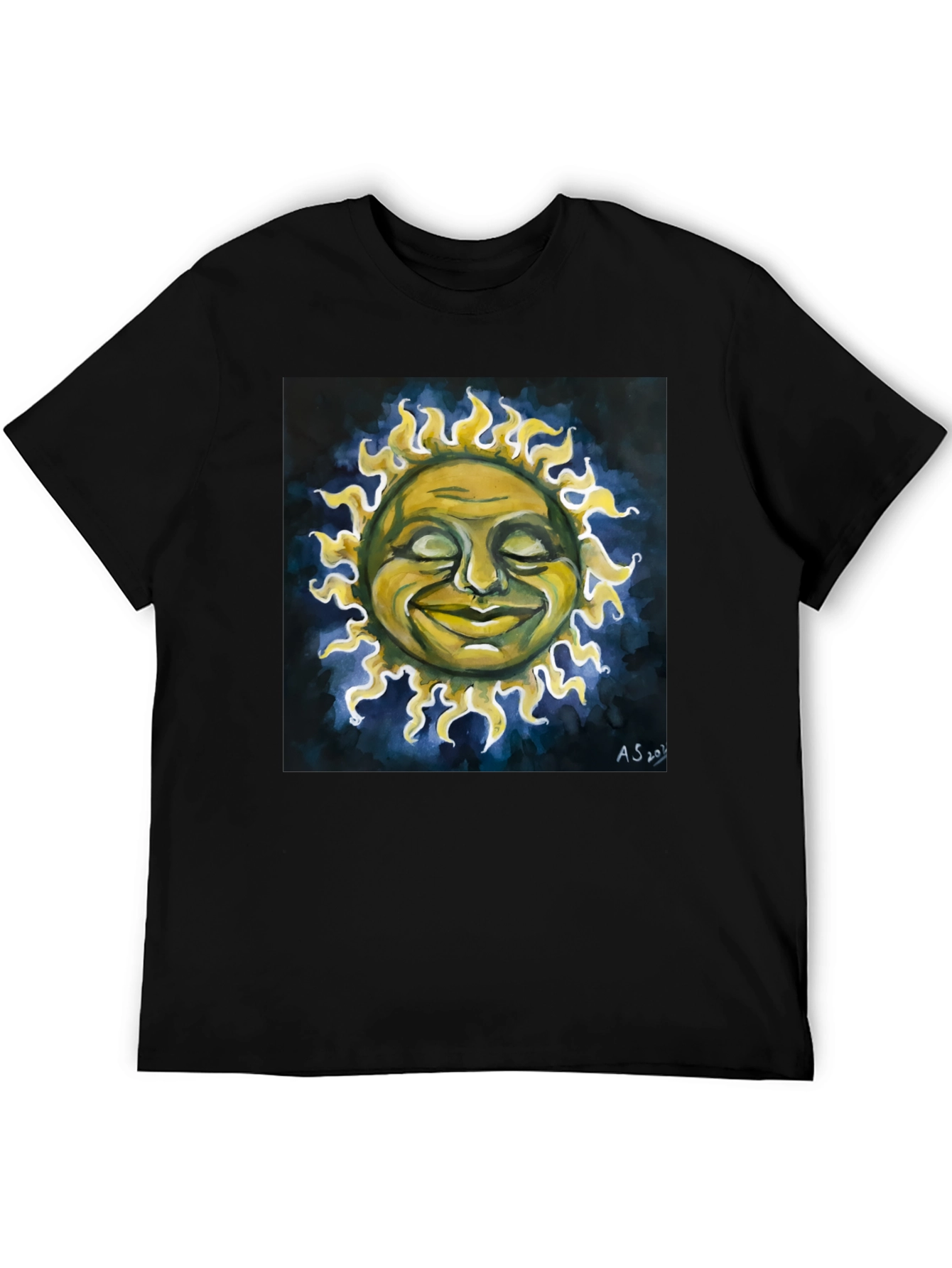 Smiling Sun Graphic Tee - Black Crew Neck