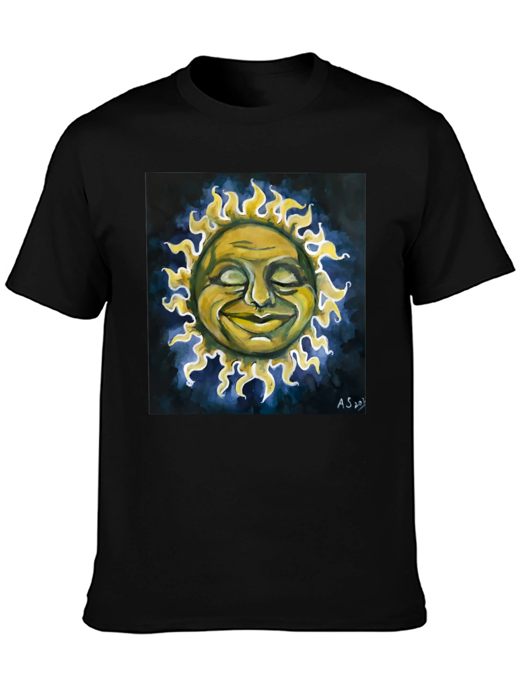 Smiling Sun Graphic Tee - Black Crew Neck