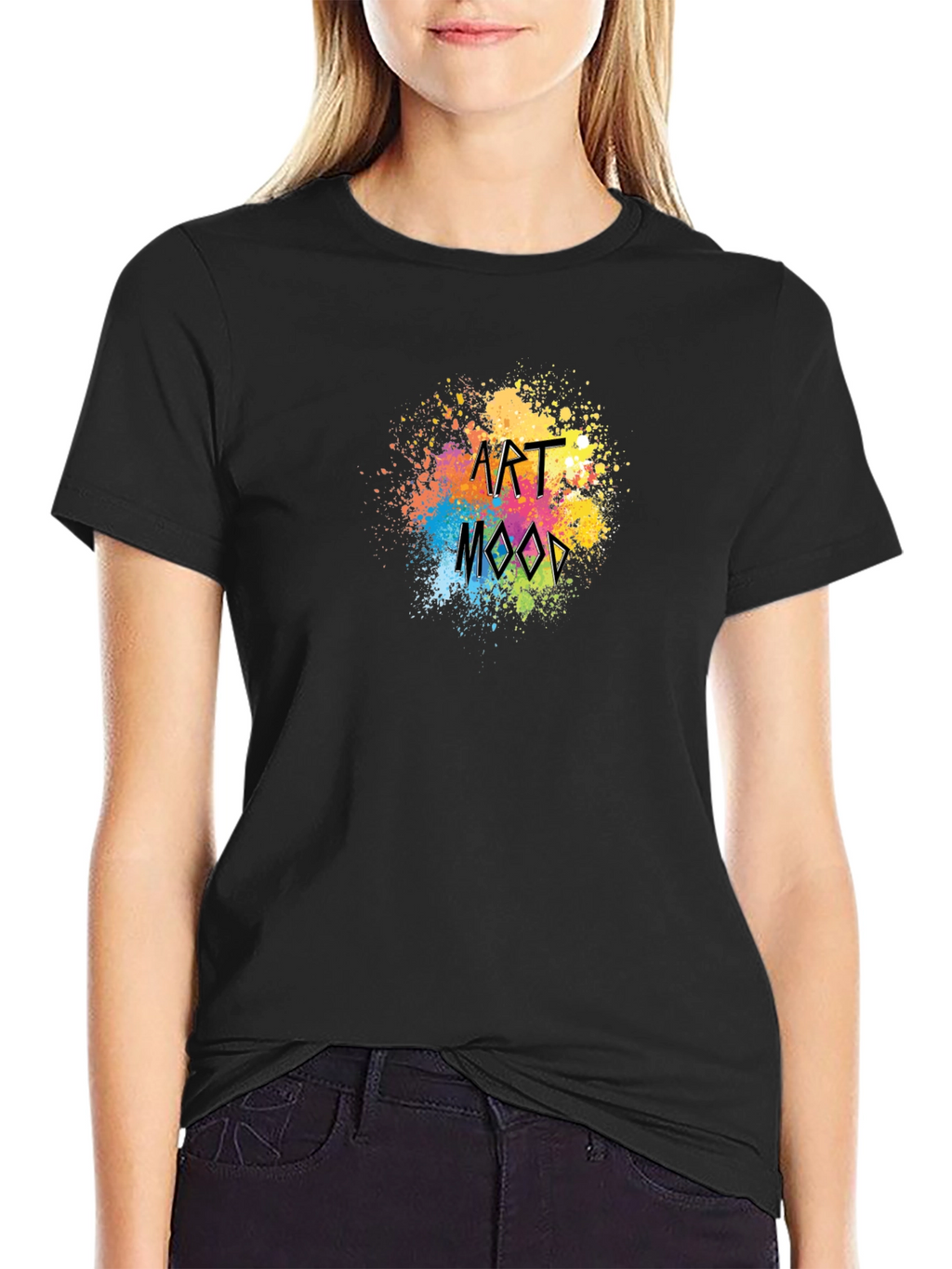 Art Mood Black T-Shirt - Stylish Paint Splatter Design