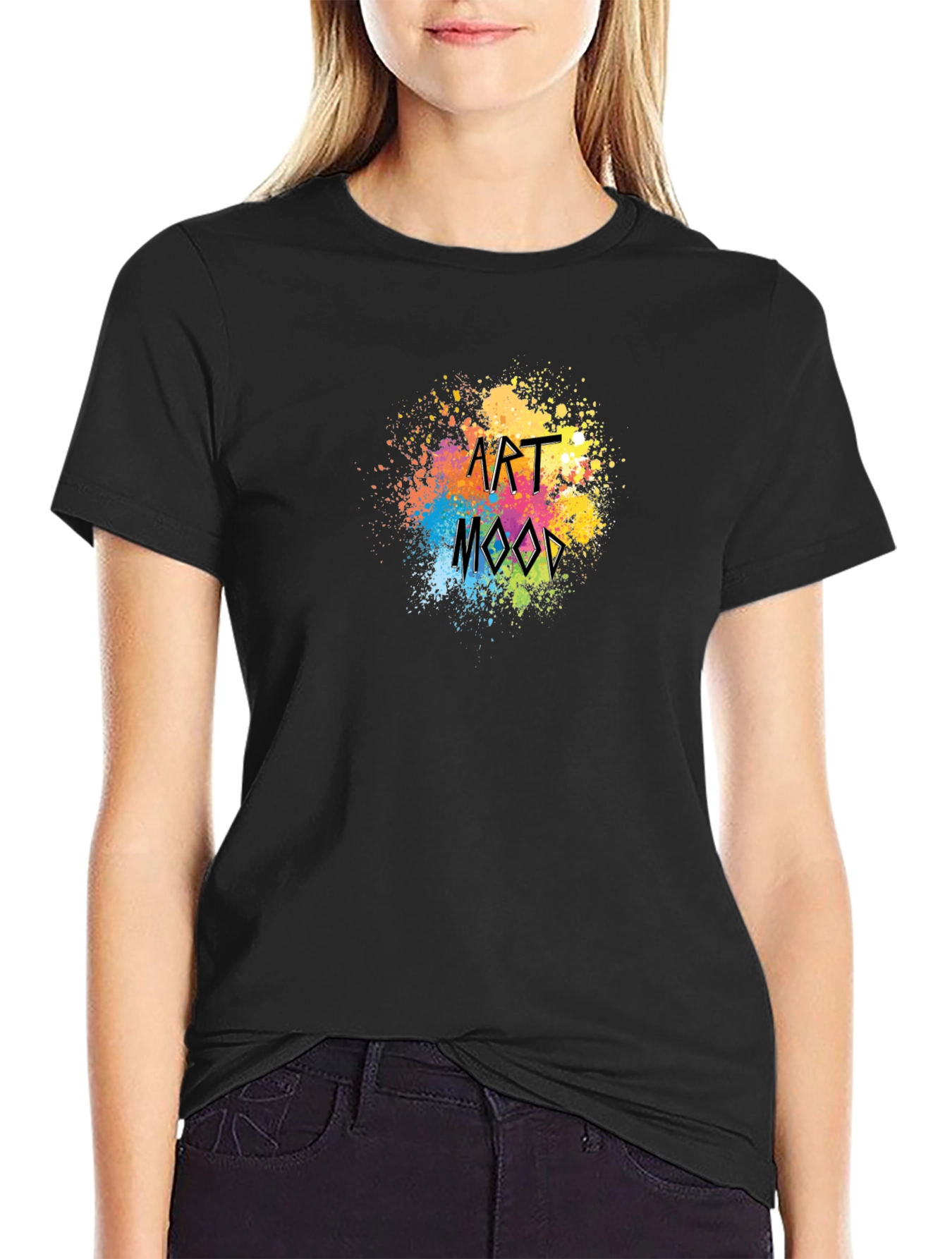 Art Mood Black T-Shirt - Stylish Paint Splatter Design