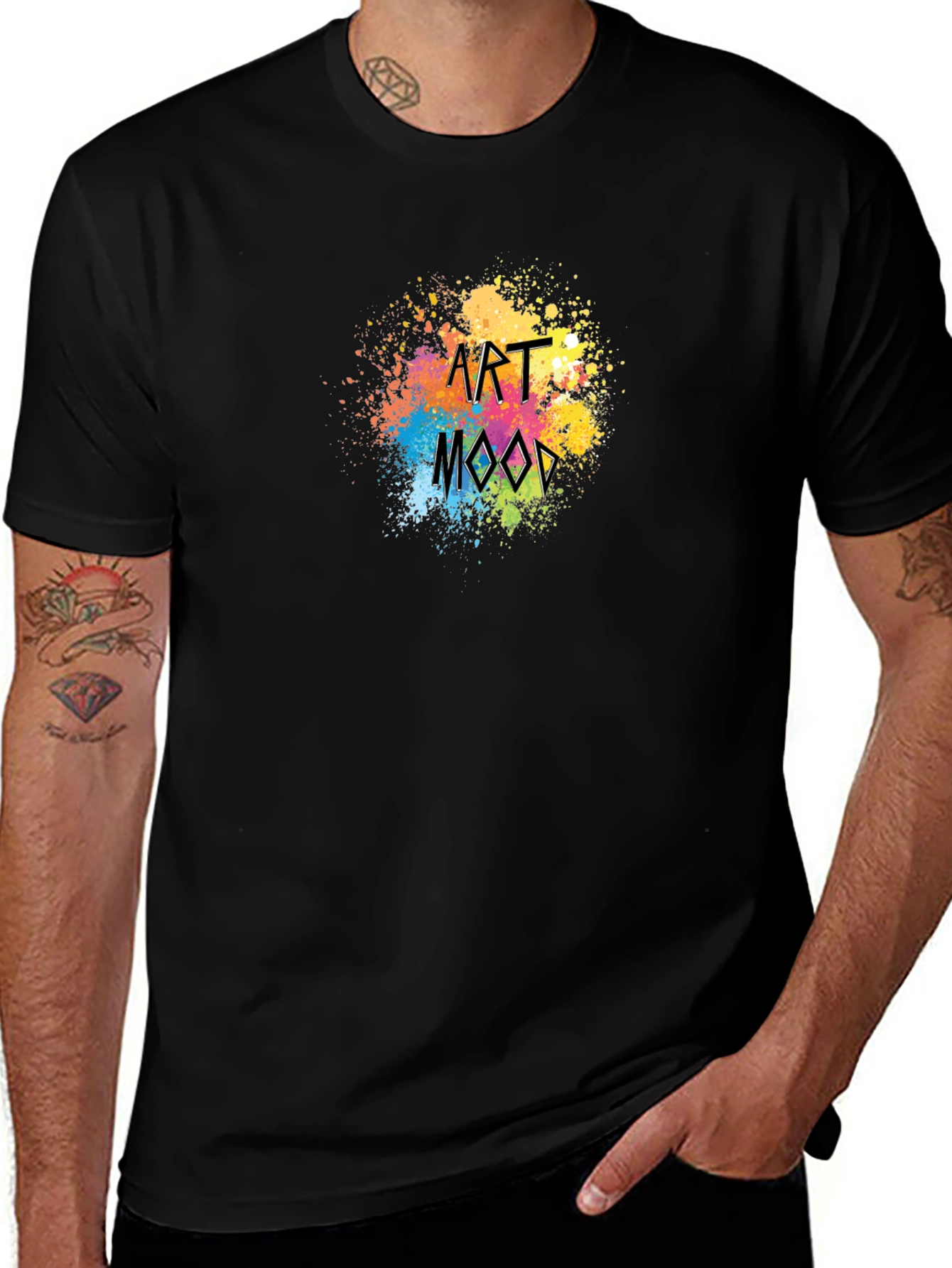 Art Mood Black T-Shirt - Stylish Paint Splatter Design