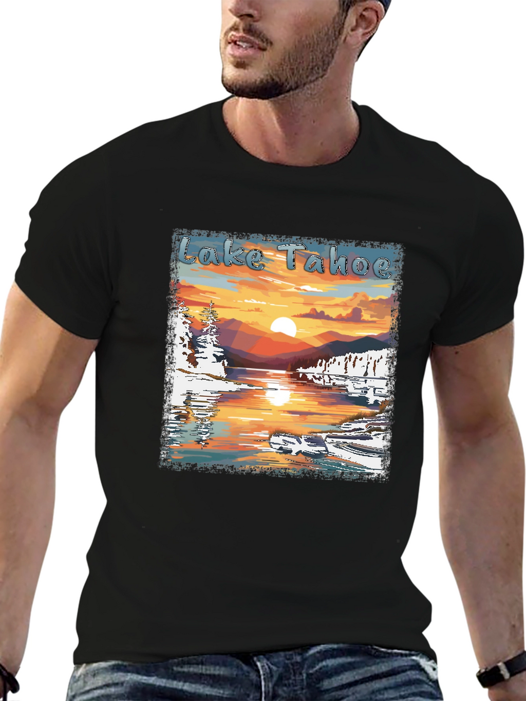 Lake Tahoe Sunset Graphic Tee - Nature Lover Shirt