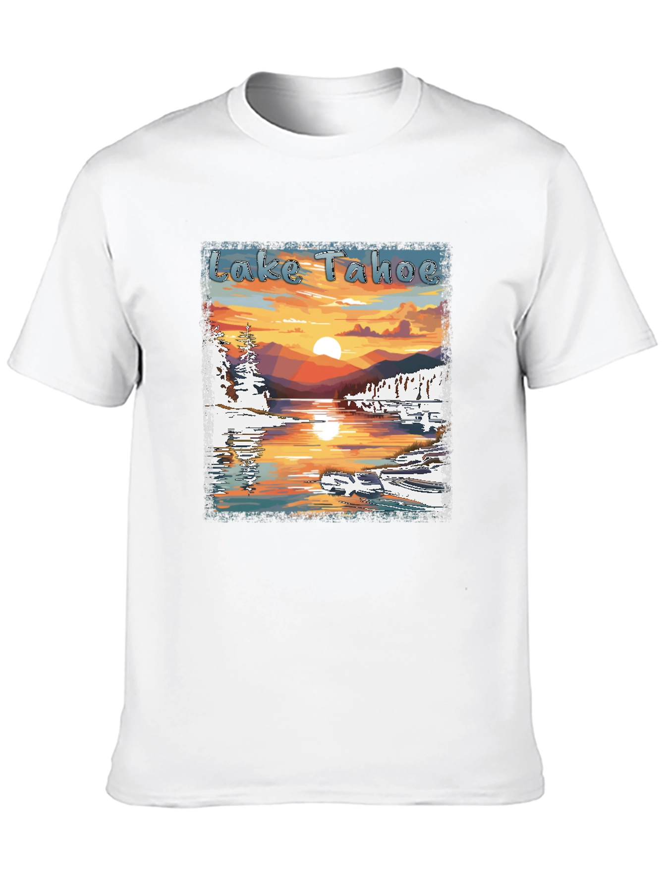 Lake Tahoe Sunset Graphic Tee - Nature Lover Shirt