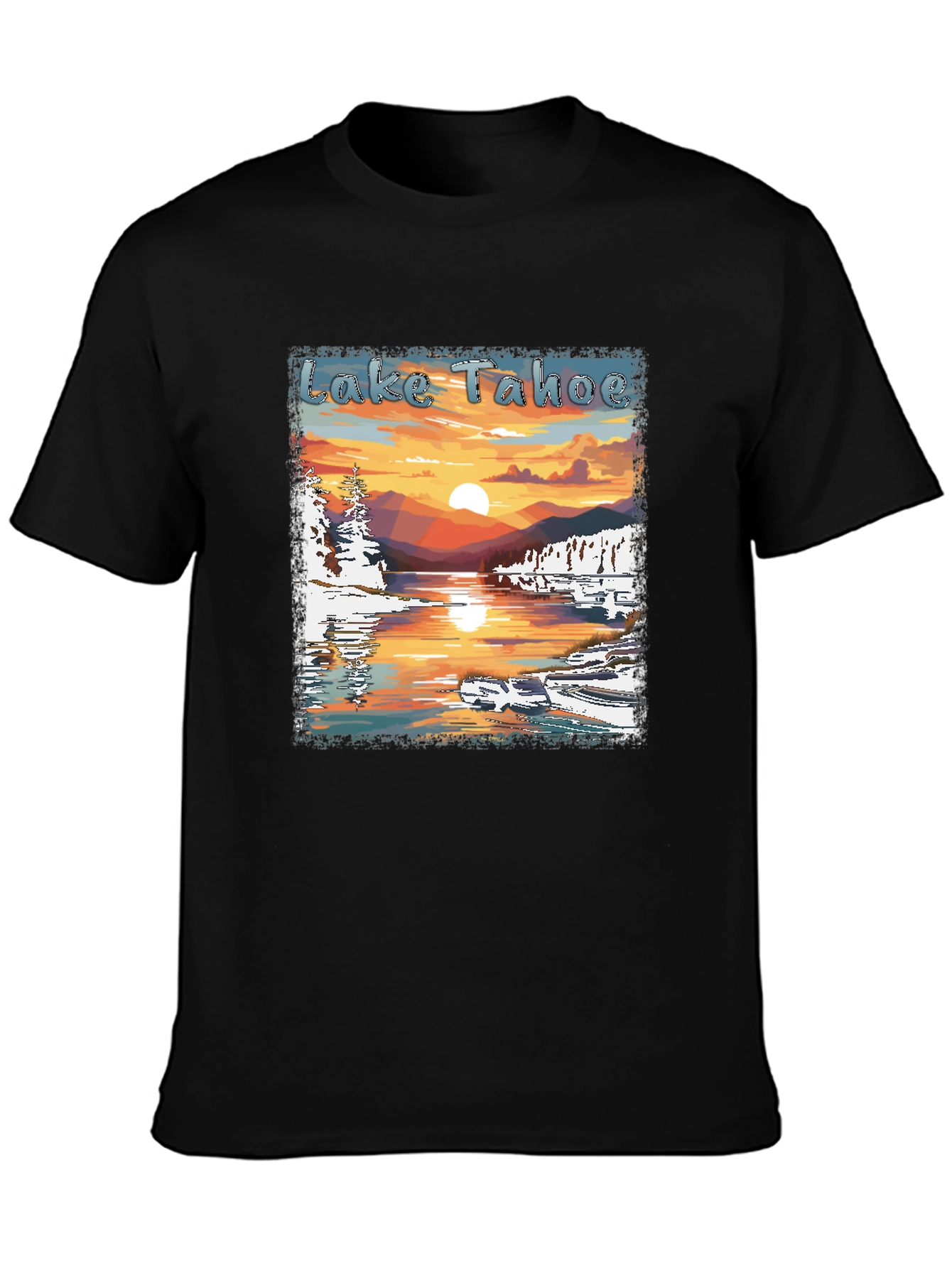 Lake Tahoe Sunset Graphic Tee - Nature Lover Shirt