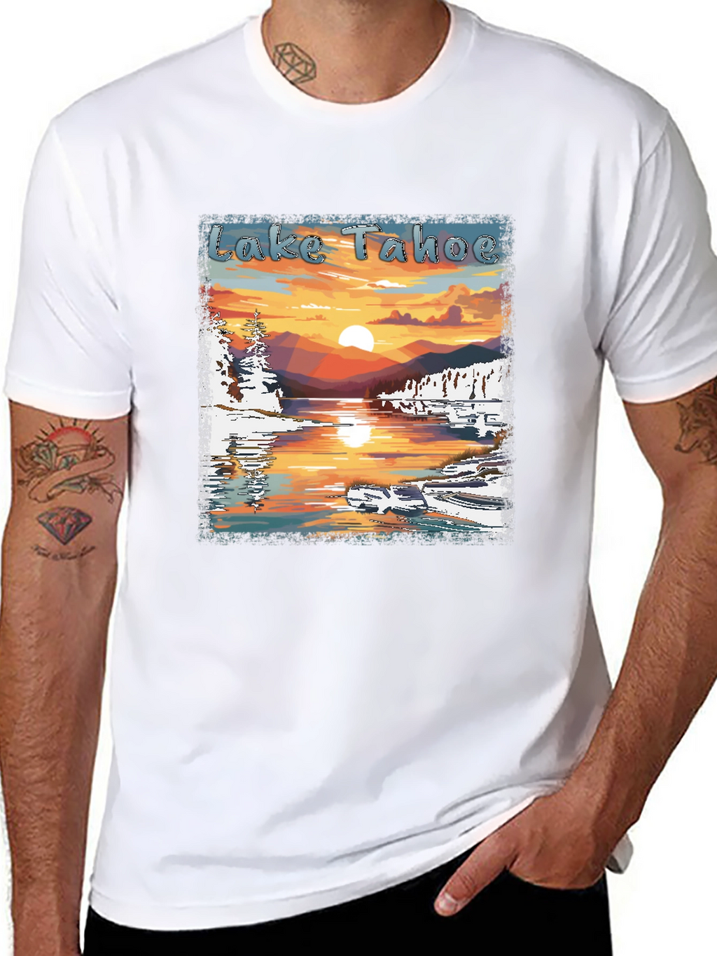 Lake Tahoe Sunset Graphic Tee - Nature Lover Shirt
