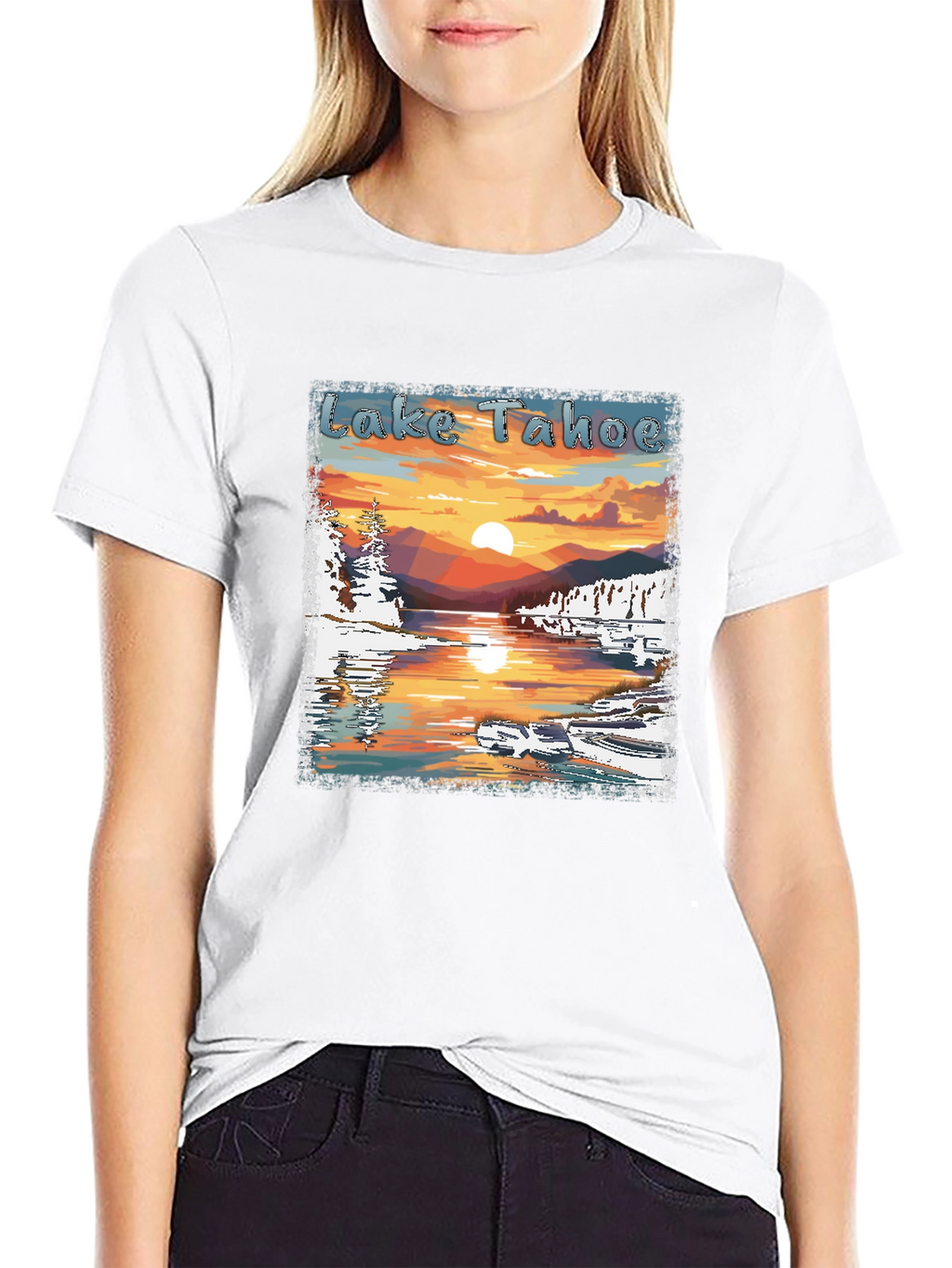 Lake Tahoe Sunset Graphic Tee - Nature Lover Shirt