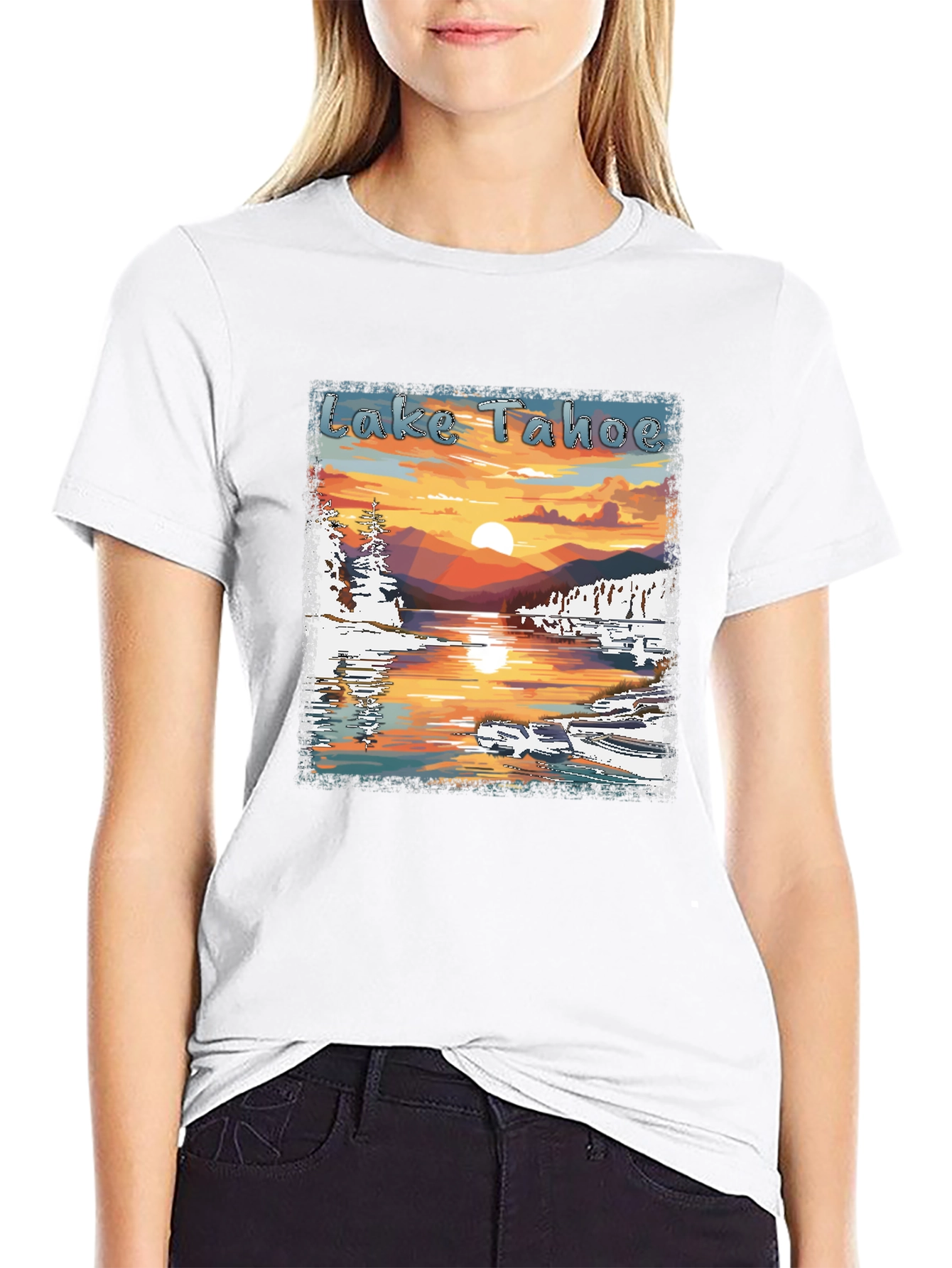 Lake Tahoe Sunset Graphic Tee - Nature Lover Shirt
