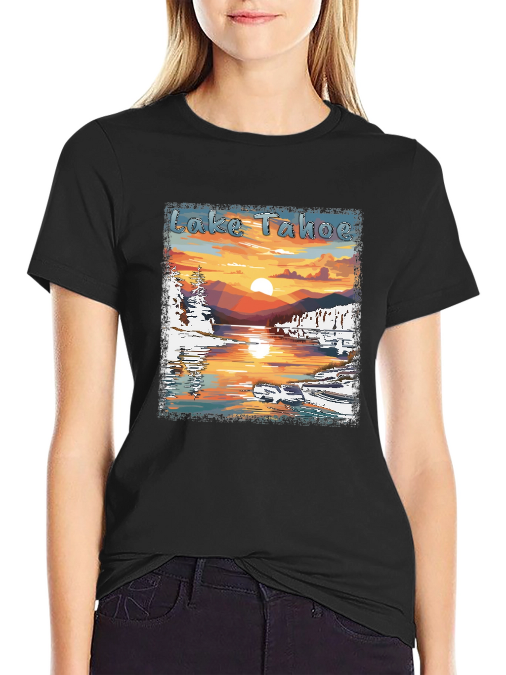 Lake Tahoe Sunset Graphic Tee - Nature Lover Shirt