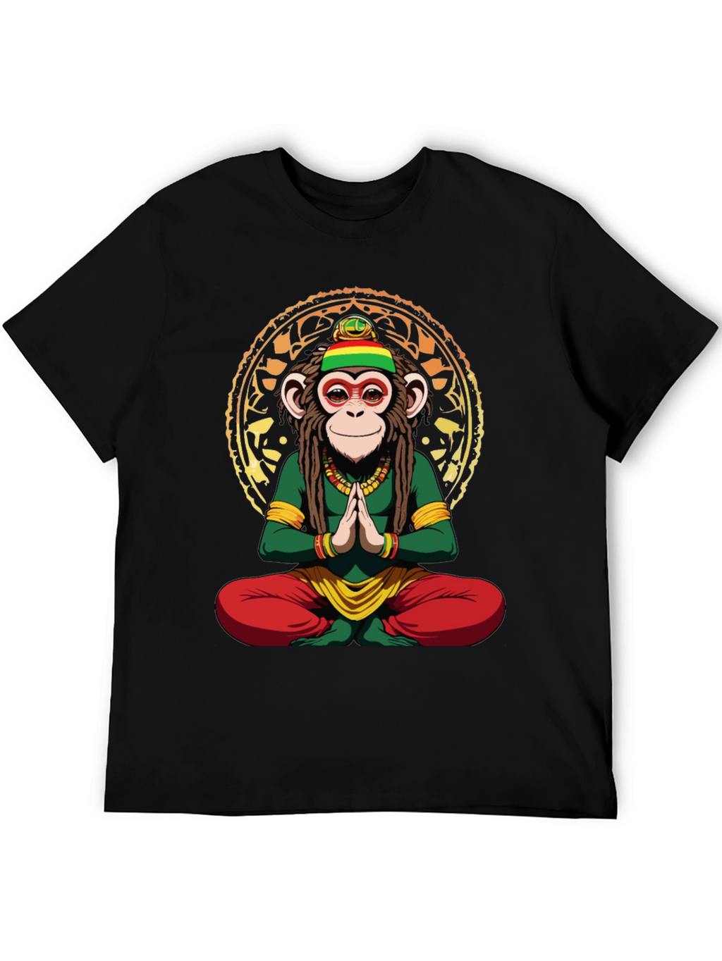 Rasta Monkey T-Shirt - Meditating Ape Graphic Tee