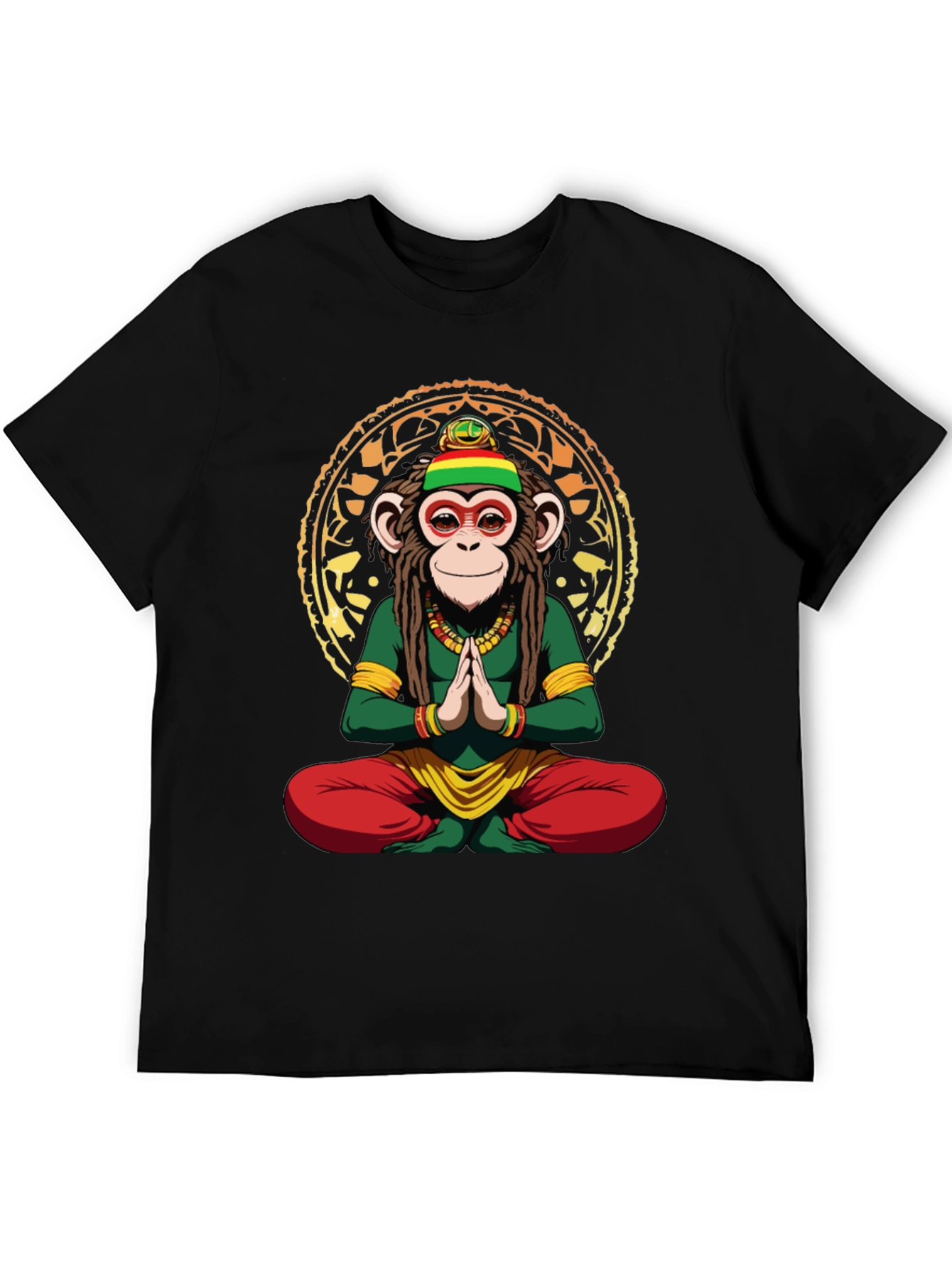 Rasta Monkey T-Shirt - Meditating Ape Graphic Tee