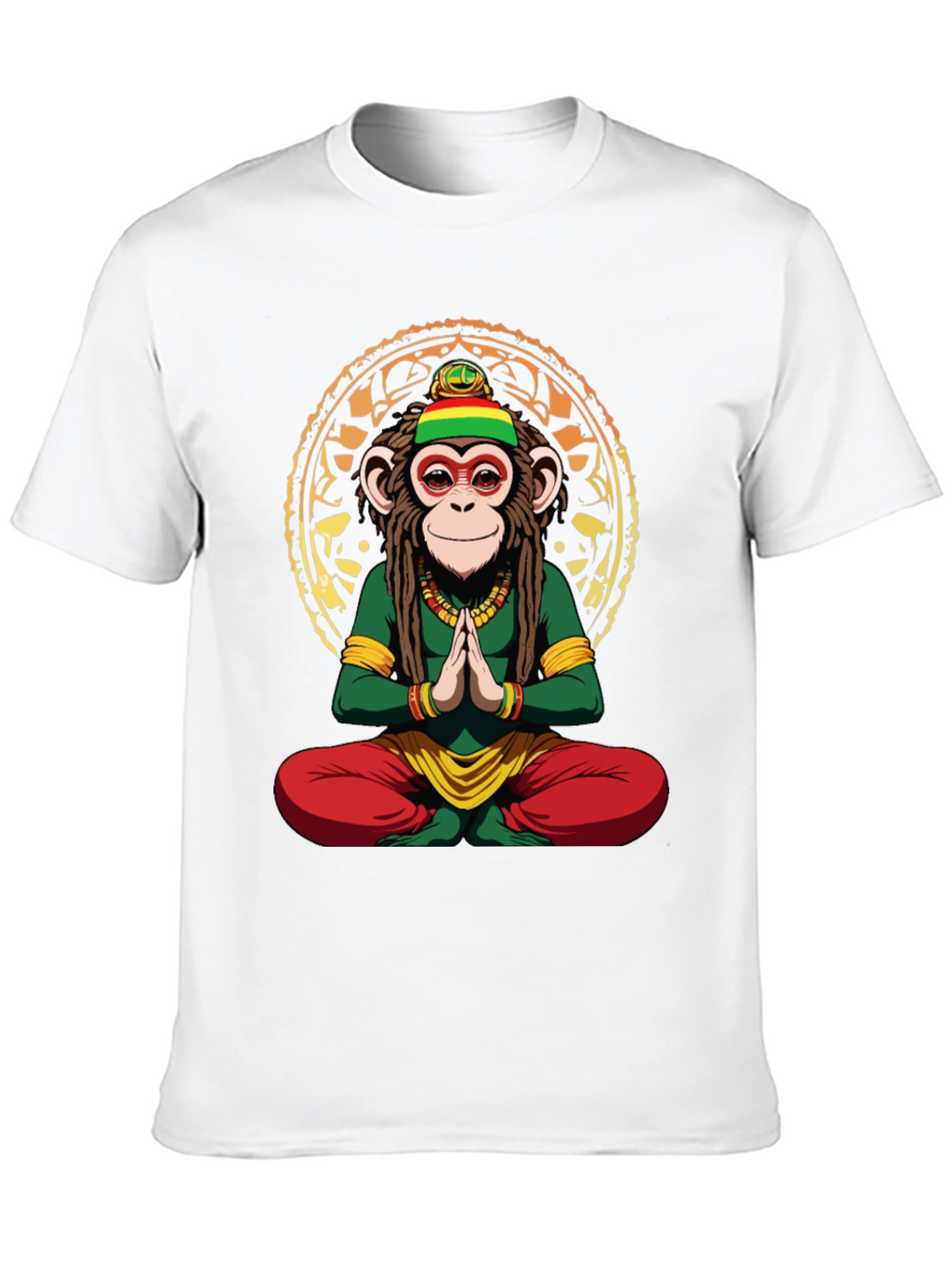 Rasta Monkey T-Shirt - Meditating Ape Graphic Tee