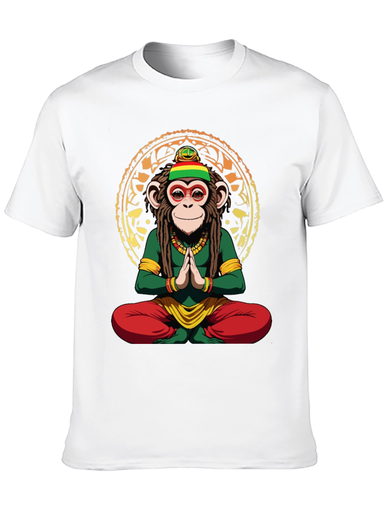 Rasta Monkey T-Shirt - Meditating Ape Graphic Tee